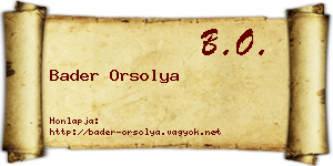 Bader Orsolya névjegykártya